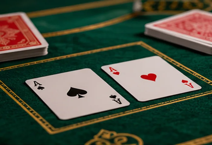 Two playing cards on a green tabletop